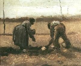 Vincent Van Gogh Peasant and Peasant Woman Planting Potatoes. Nuenen Sweden oil painting art